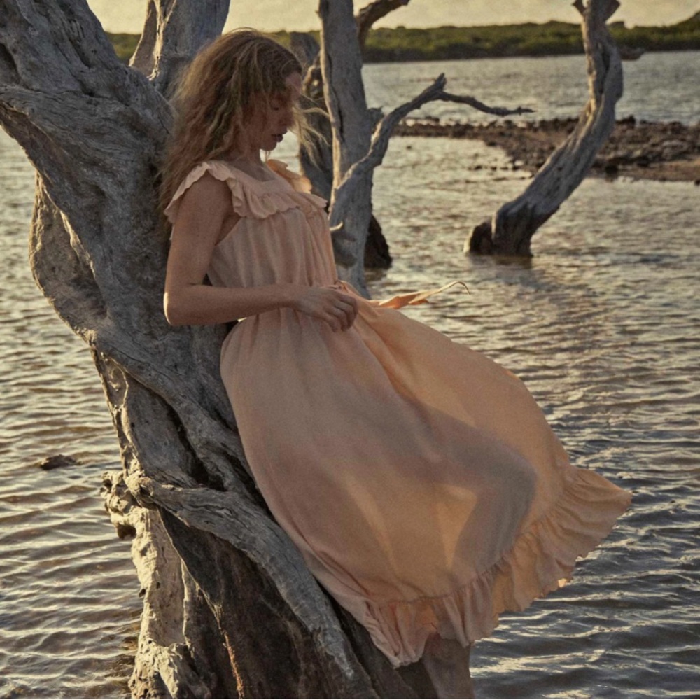 NWT Doen Sycamore silk dress sunlit coral peach medium silk